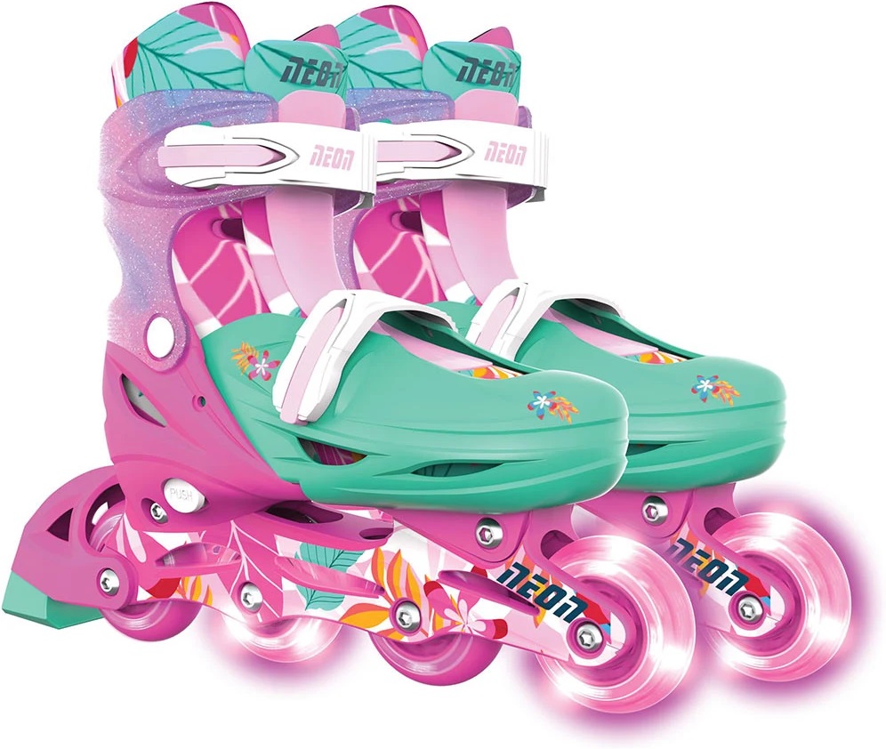 Role pentru copii 2 în 1 Yvolution - Neon Combo Skates, mărimea 30-33, de flori