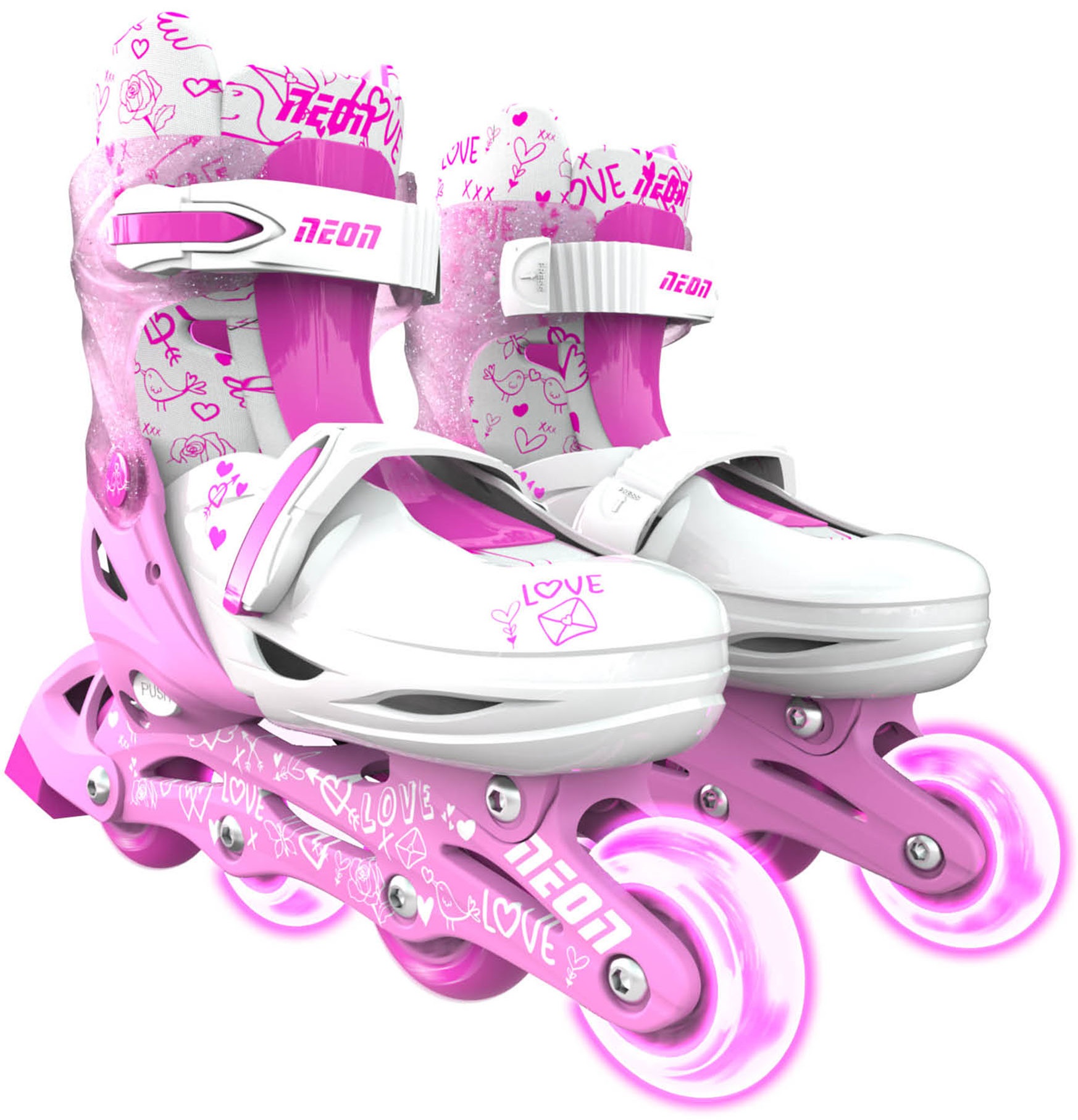 Patine cu rotile pentru copii 2 in 1Yvolution - Neon Combo Skates, marime 30-33, roz