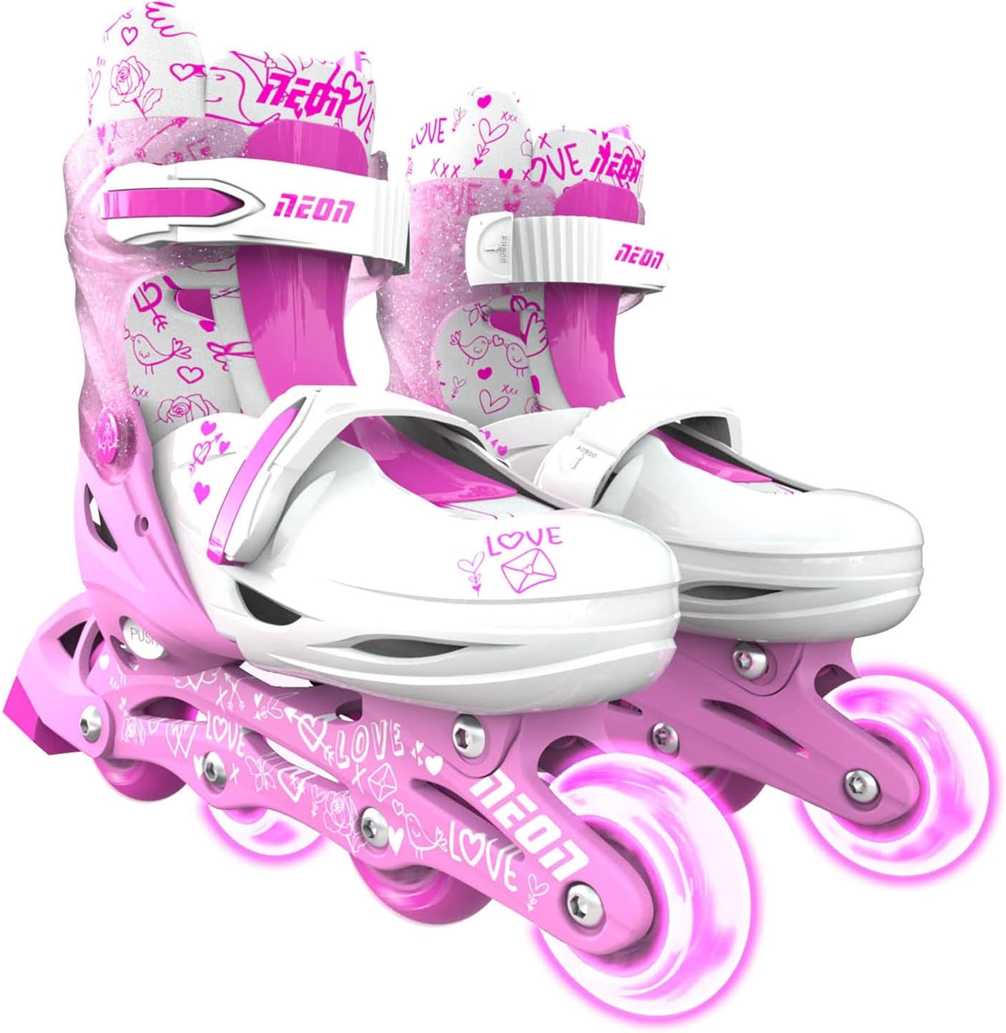 Role pentru copii 2 în 1 Yvolution - Neon Combo Skates, mărimea 34-37, roz
