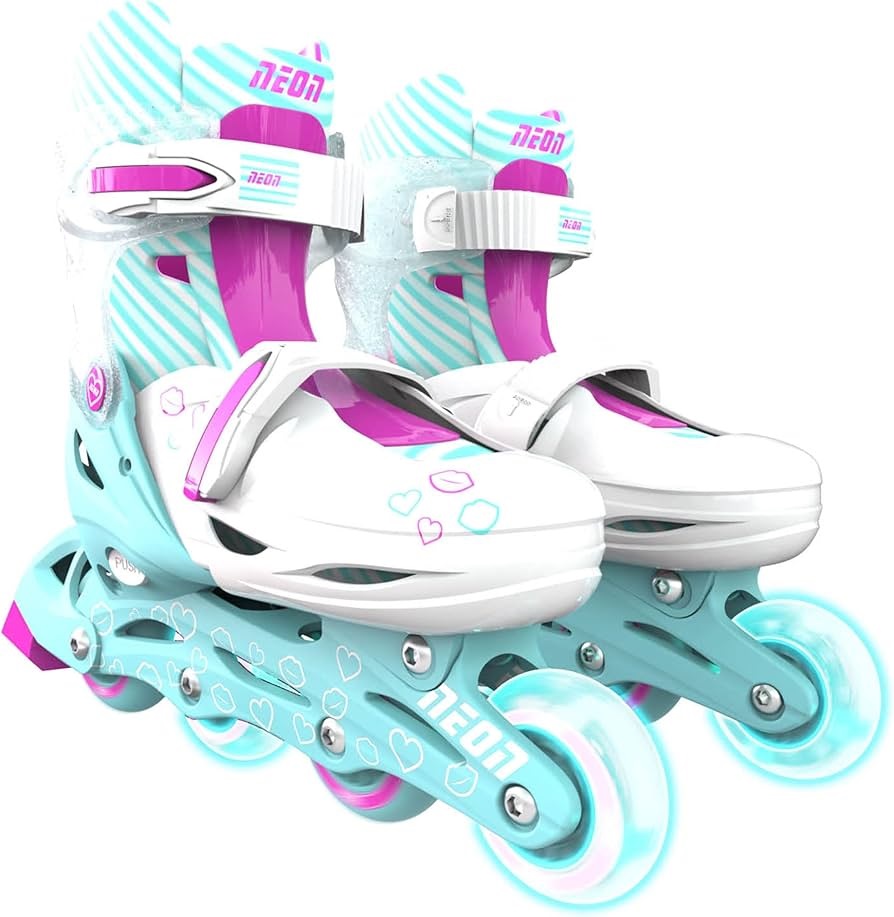 Role pentru copii 2 în 1 Yvolution - Neon Combo Skates, mărimea 34-37, albastru-verde și roz