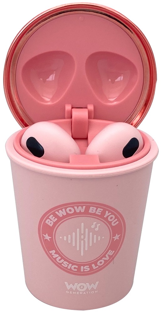 Căști pentru copii WOW Generation - Coffee Cup, wireless, roz