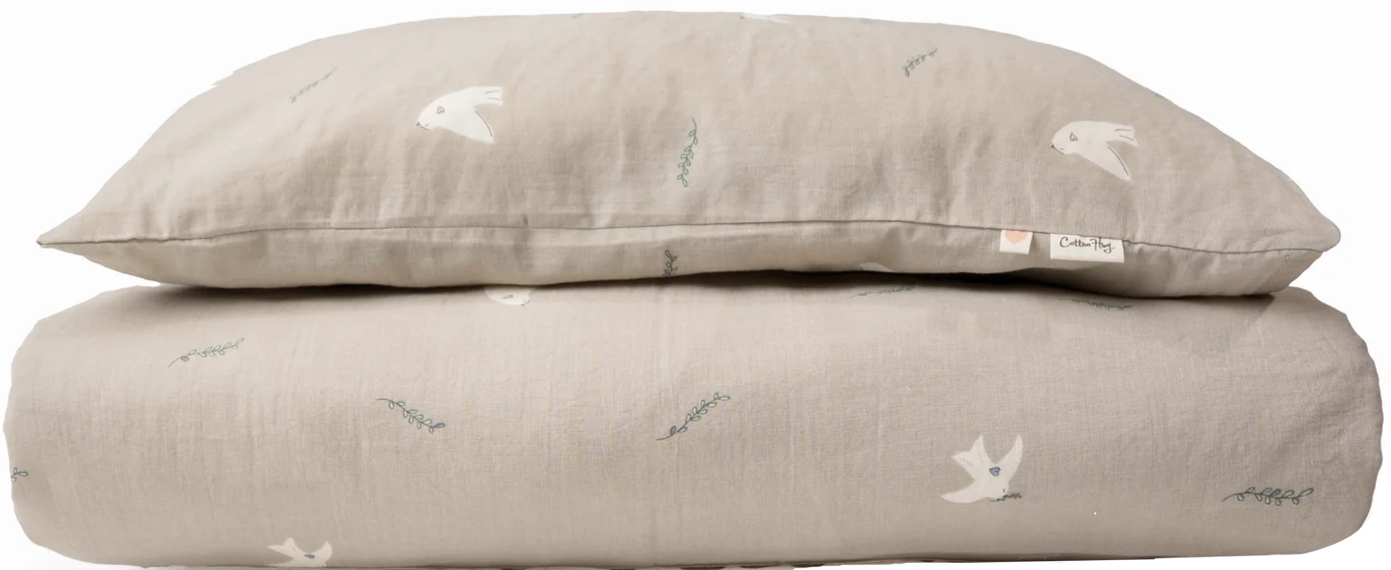 Set de lenjerie de pat pentru copii Cotton Hug - Păsări, 100 х 150 cm