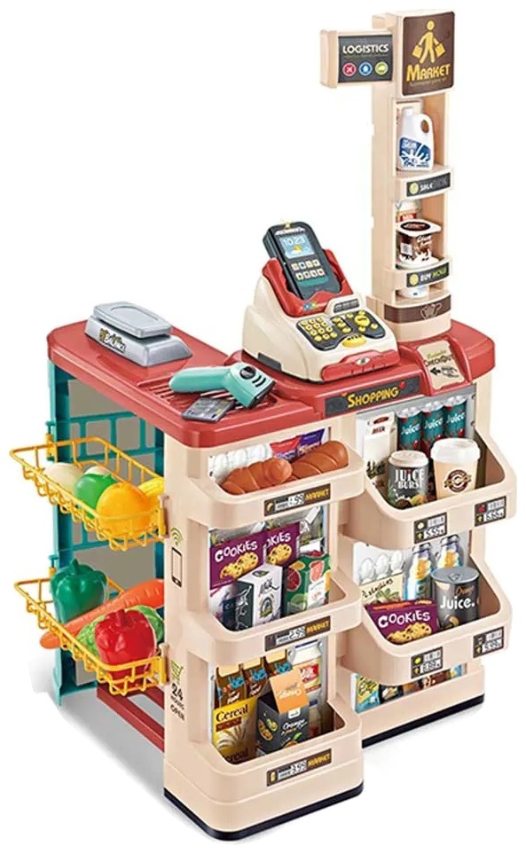 Supermarket pentru copii Ocie - Cu scanner iluminat, 48 piese