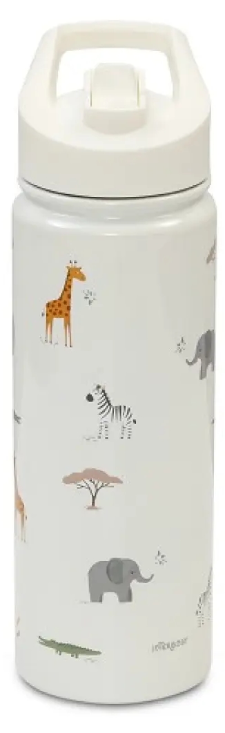 Termos pentru bebeluși cu pai Interbaby - Jirafa Savanna, 550 ml, bej