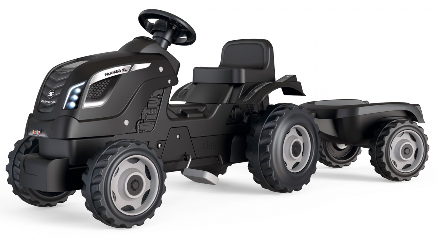 Tractor pentru copii cu pedale Smoby Farmer XL - Cu remorcă, negru