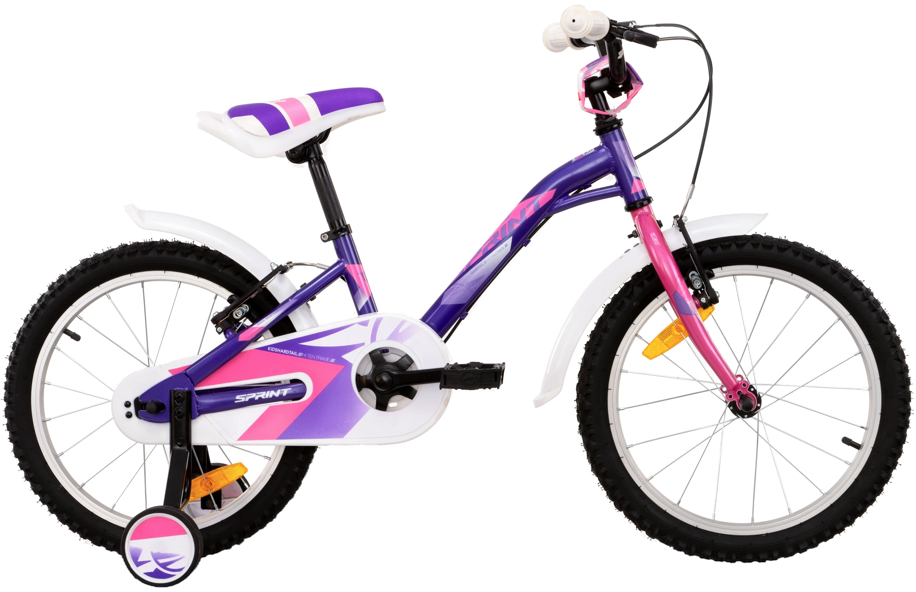 Bicicletă pentru copii SPRINT - Alice, 18'', 210 mm, alb/roz/violet