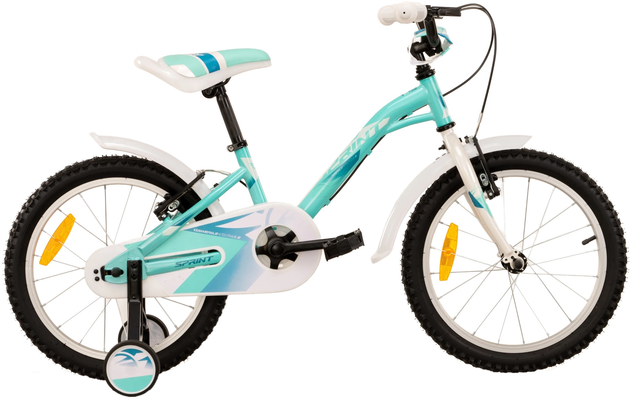 Bicicletă pentru copii SPRINT - Alice, 18'', 210 mm, alb/turcoaz