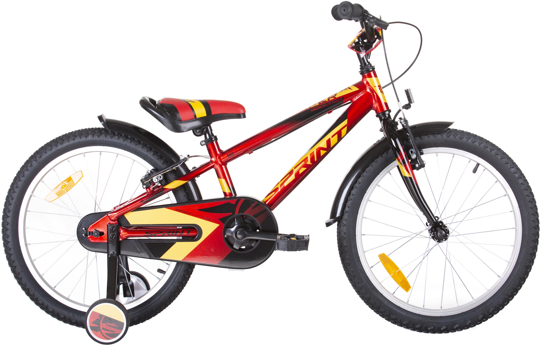 Bicicletă pentru copii SPRINT - Casper, 18'', 210 mm, roşu/galben