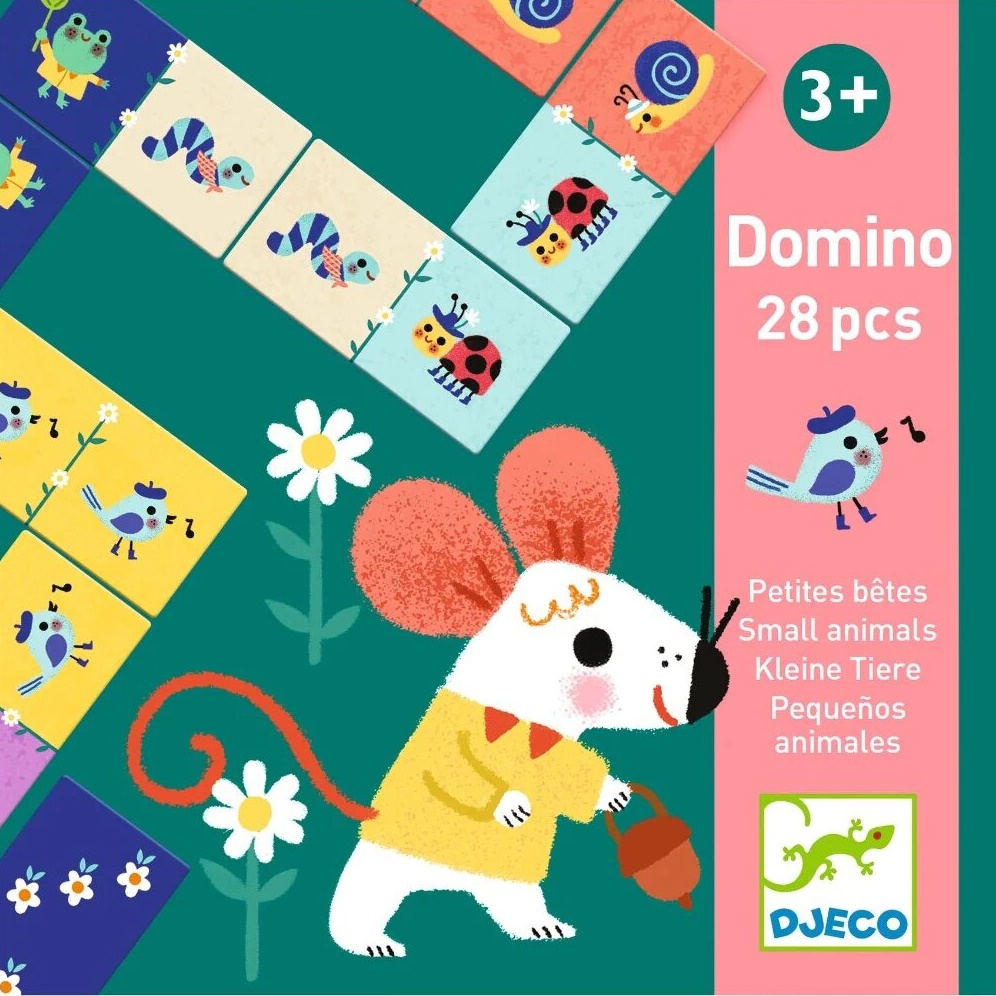 Domino pentru copii Djeco - Animale mici, 28 de elemente