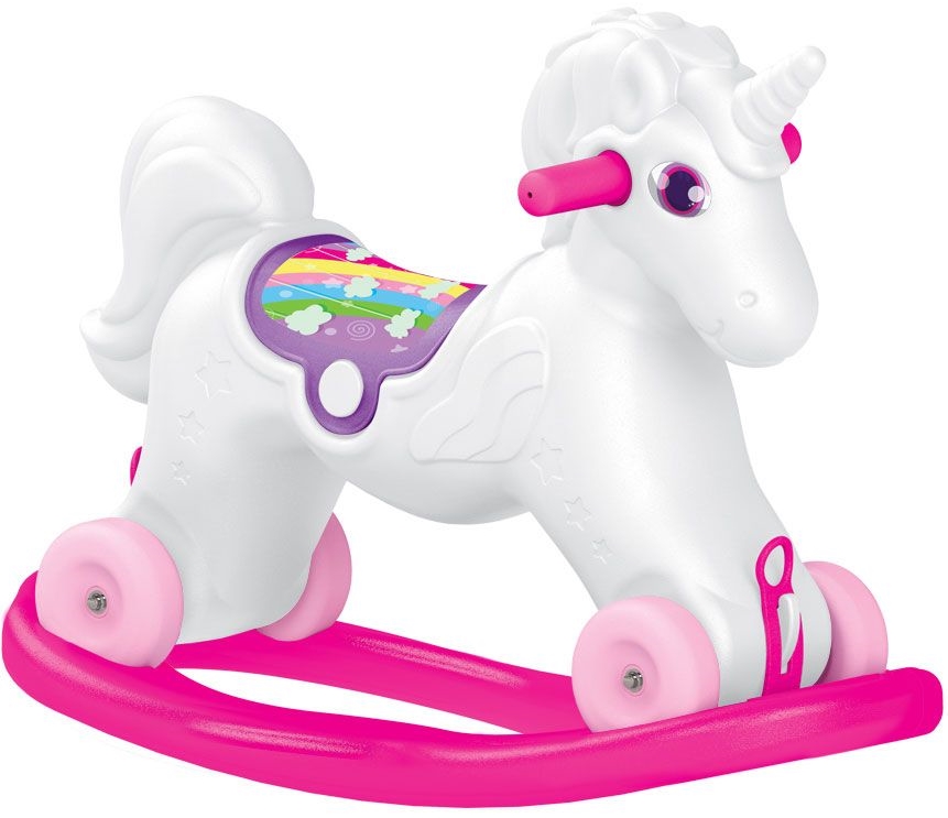 Căluț balansoar pentru copii cu roți Dolu - Unicorn