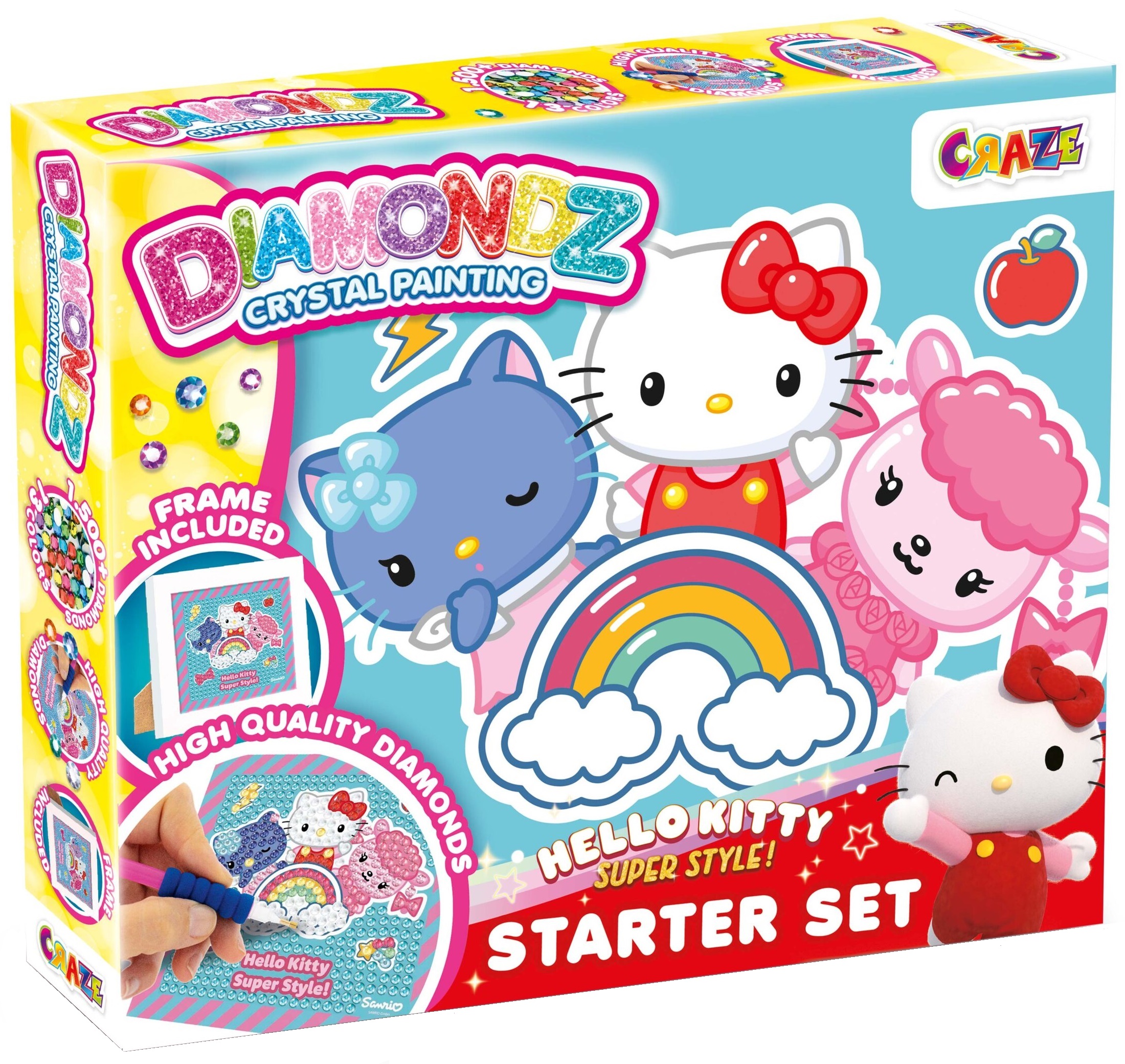 Set de broderie cu diamante Craze - Hello Kitty, pentru incepatori