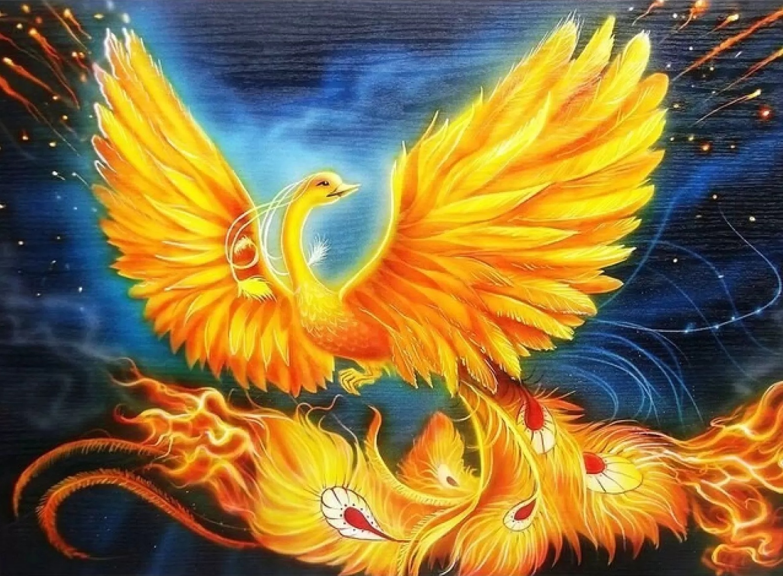 Pictură mozaic cu diamante  MagicArt: Premium - Phoenix aprins, 30 x 40 cm, cu mărgele rotunde + AB