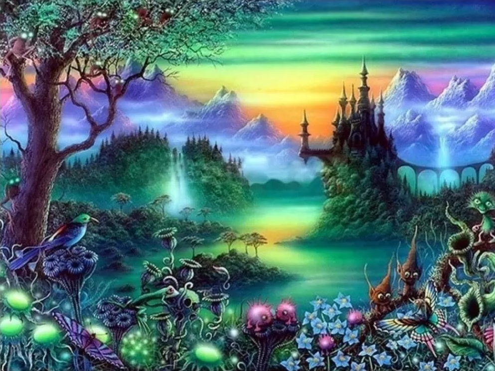 Tapiserie cu diamante  MagicArt Premum  - Regatul Magic, 30 x 40 cm, cu mărgele rotunde + AB