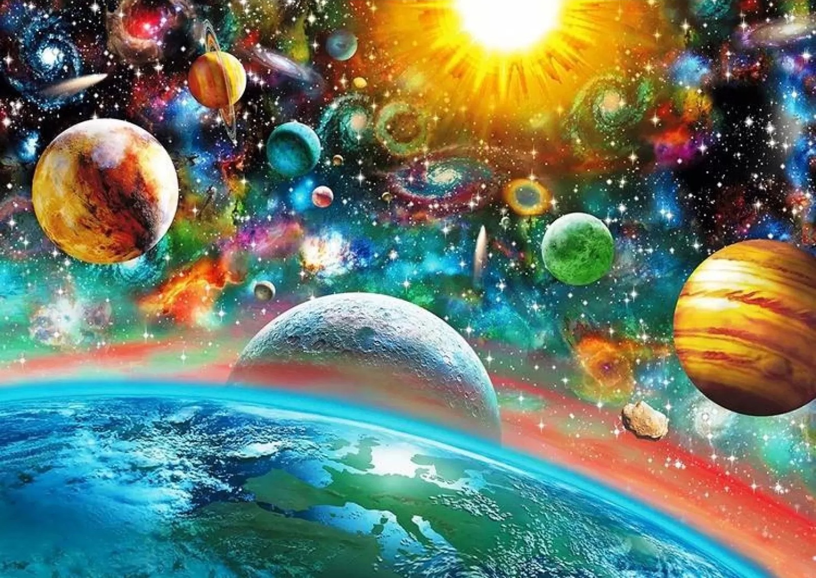 Pictură mozaic cu diamante  MagicArt - Univers, 30 x 40 cm, cu mărgele rotunde + AB