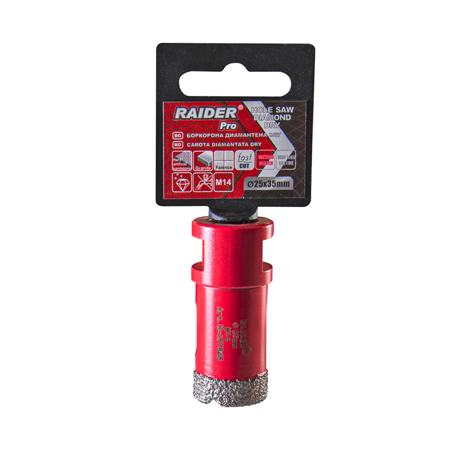Carotă diamantată  Raider - Diamond Dry, 25 mm, M14