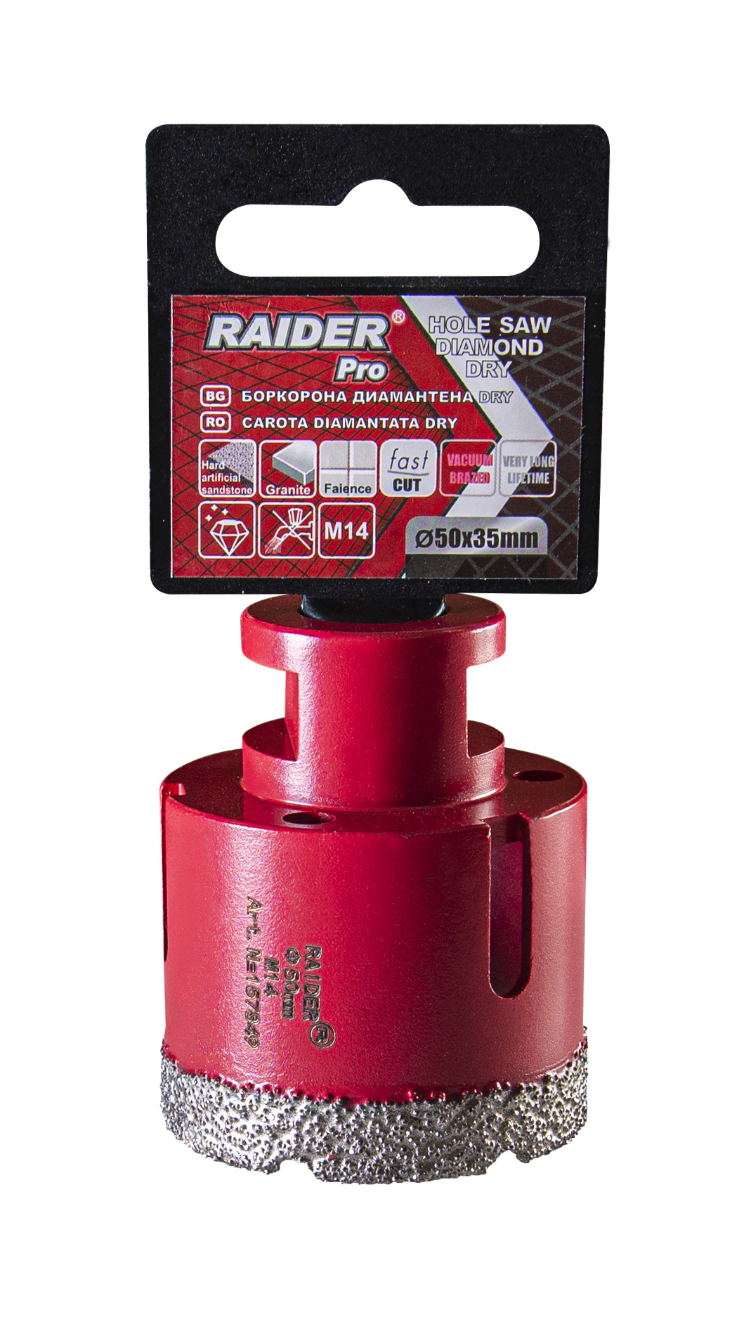 Carotă diamantată  Raider - Diamond Dry, 50 mm, M14