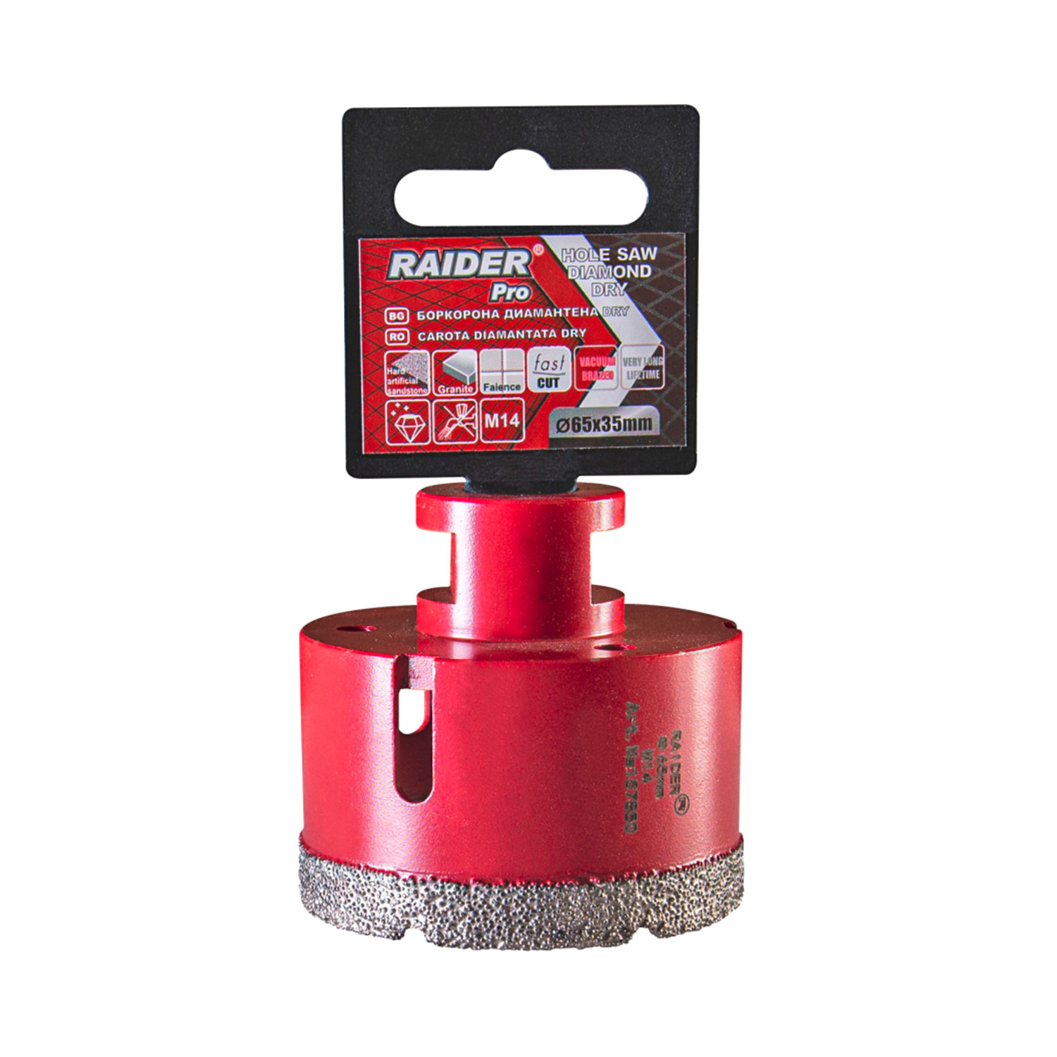 Carotă diamantată Raider – Diamond Dry, 65 mm, M14