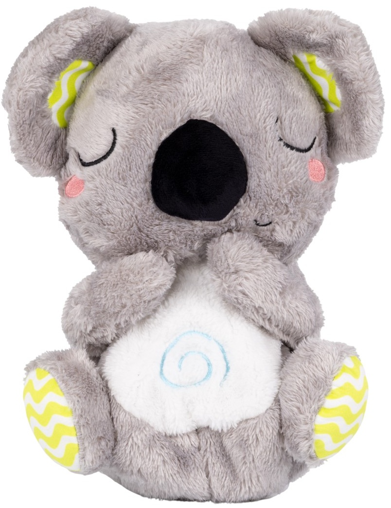 Jucărie de pluș respirabilă Chipolino - Cu muzică și lumină, koala gri deschis cu modele de lămâie