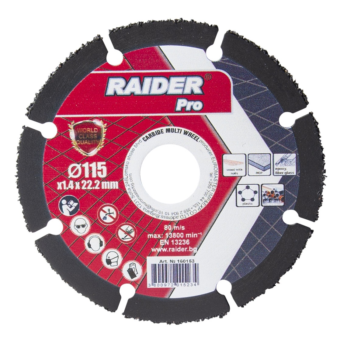 Disc de polizor unghiular Raider - Pro, Carbide Multi Wheel , 115 x 22.2 mm