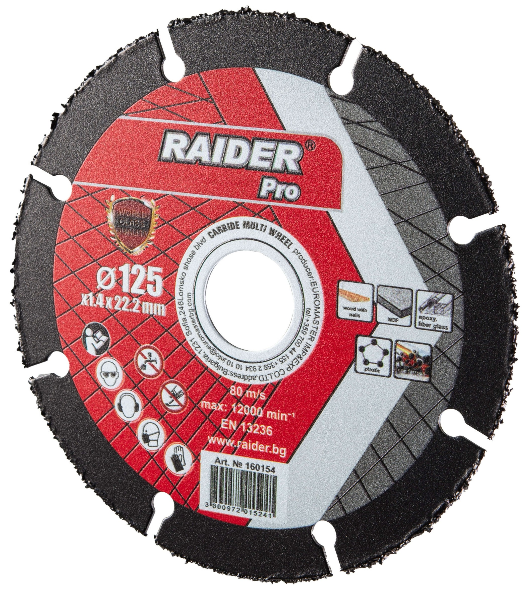Disc de polizor unghiular Raider - Pro, Carbide Multi Wheel, 125 x 1.4 х 22.2 mm