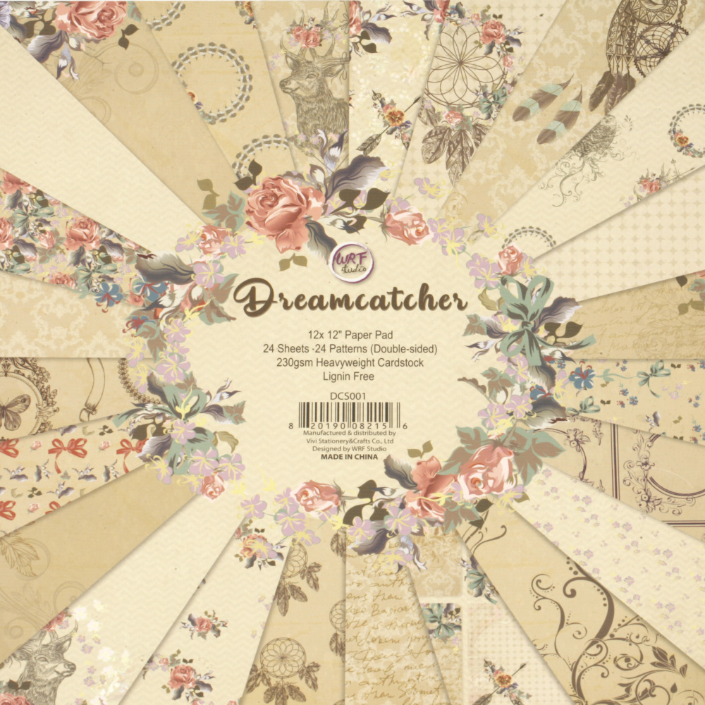 Carton de designer  Em Art  - Dreamcatcher, 230 g/m2, 30.5 x 30.5 cm, bilateral(24 designul, 24 coli)