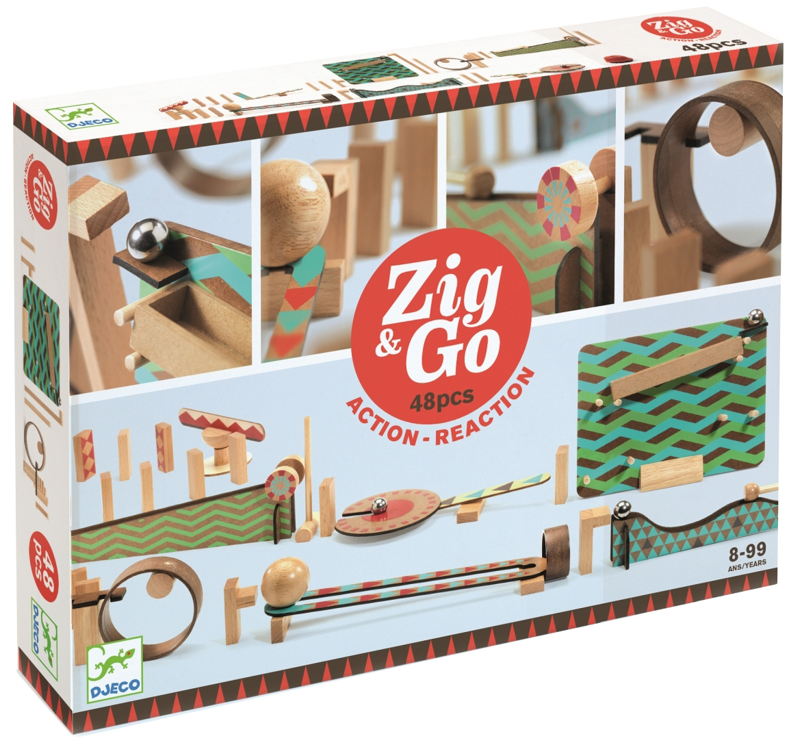 Set de construit pentru copii  Djeco Zig & Go - 48 de piese