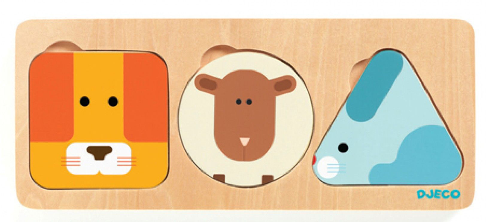 Puzzle multistrat din lemn Djeco - Animale in forme