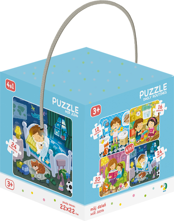 Puzzle educativ pentru copii Dodo 4 in 1 - Ziua mea