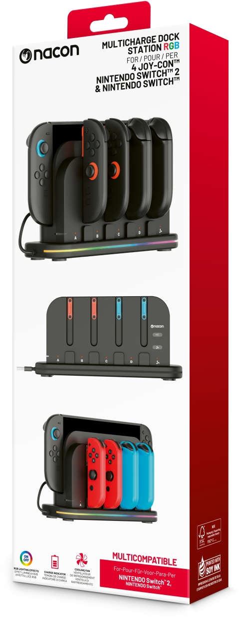 Stație de andocare Nacon - Multicharge Dock Station RBG for 4 Joy-Con (Nintendo Switch/Nintendo Switch2)