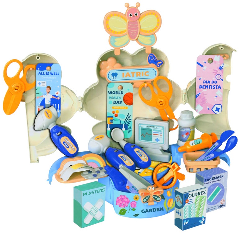 Trusă de doctor în valiză - floare Raya Toys - Doctor playing house, 40 piese