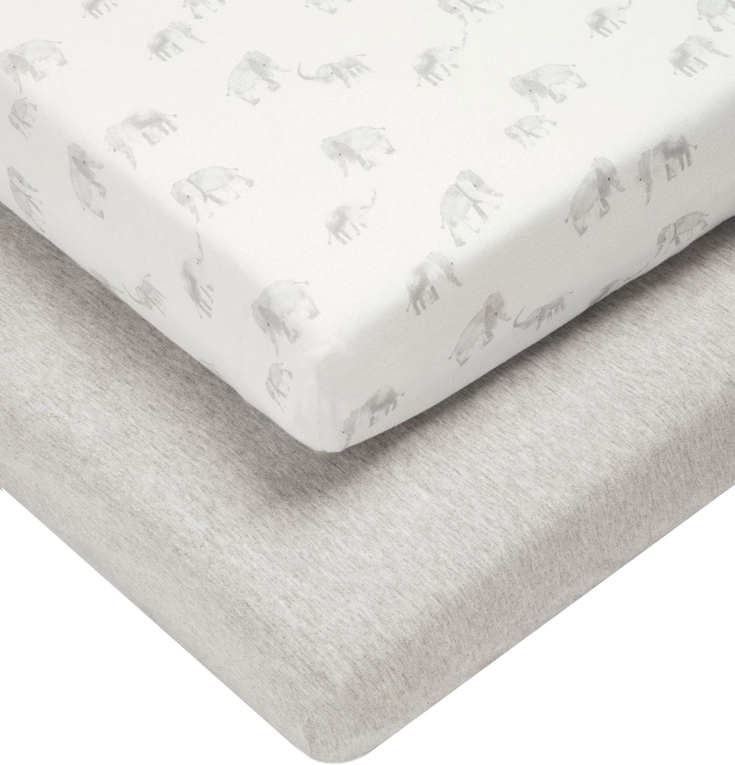 Cearșaf de jos cu elastic pentru pat Mamas & Papas - Elephant, 70 x 142 cm, 2 buc