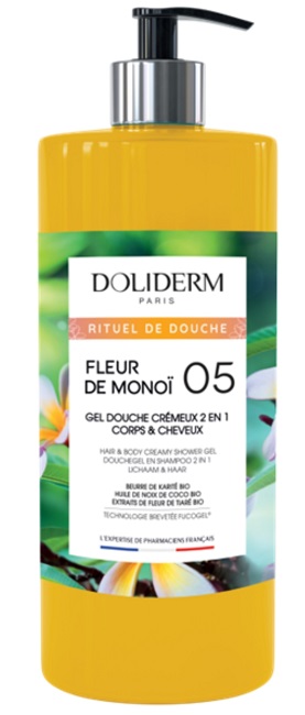 Doliderm Gel de duș 2 în 1 Fleur de Monoi 05, 1000 ml