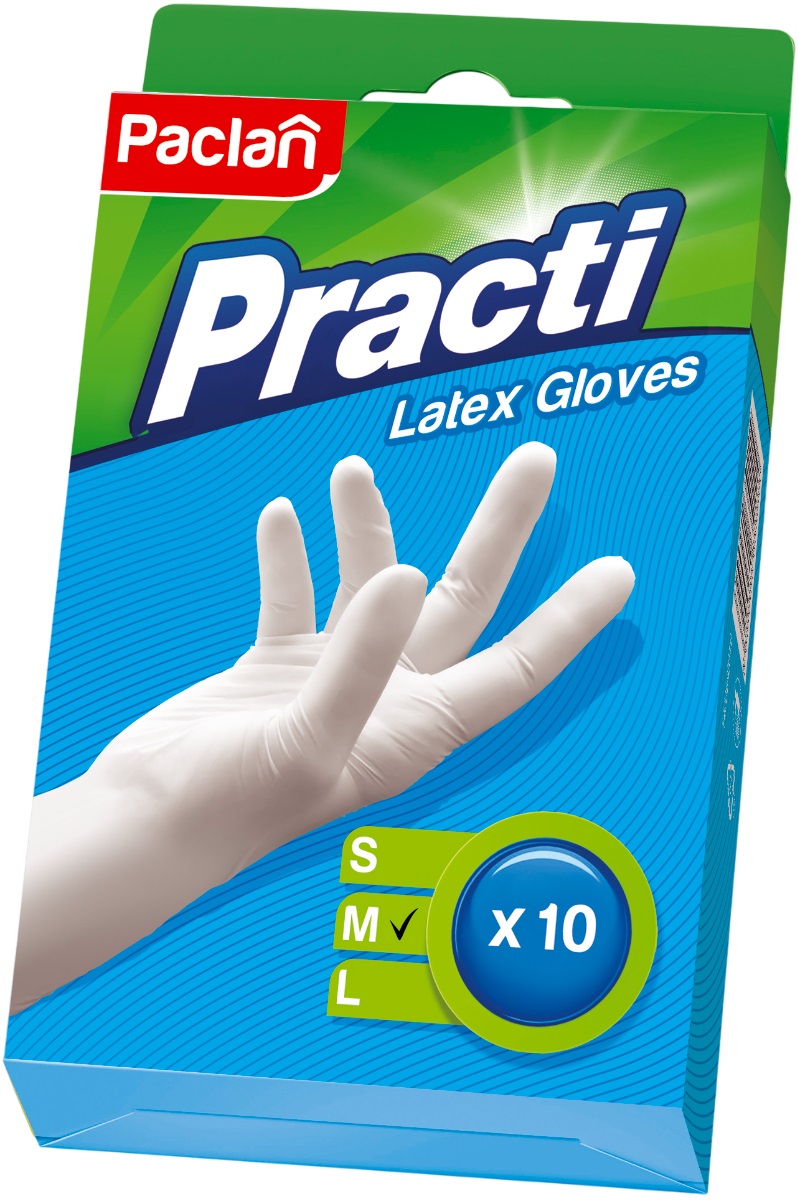 Mănuși de uz casnic Paclan - Practi, mărimea M, 10 bucăți, albe