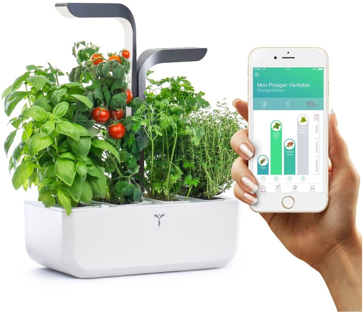 Gradină de casă Veritable - Connect, Bluetooth, 9.5 W,alb-grafit