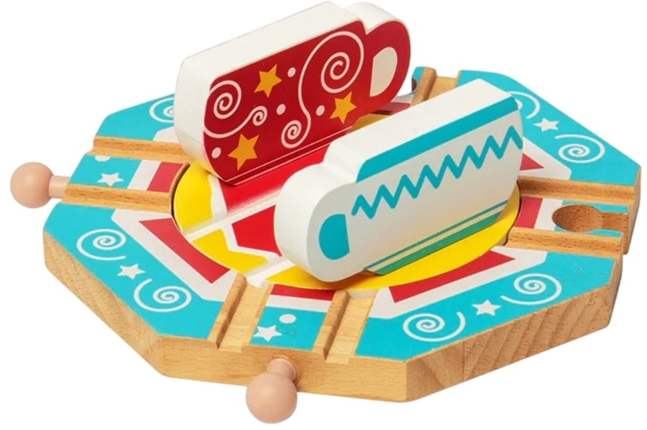 Supliment pentru trenul feroviar Bigjigs - Sina rotativa cu cesti de ceai