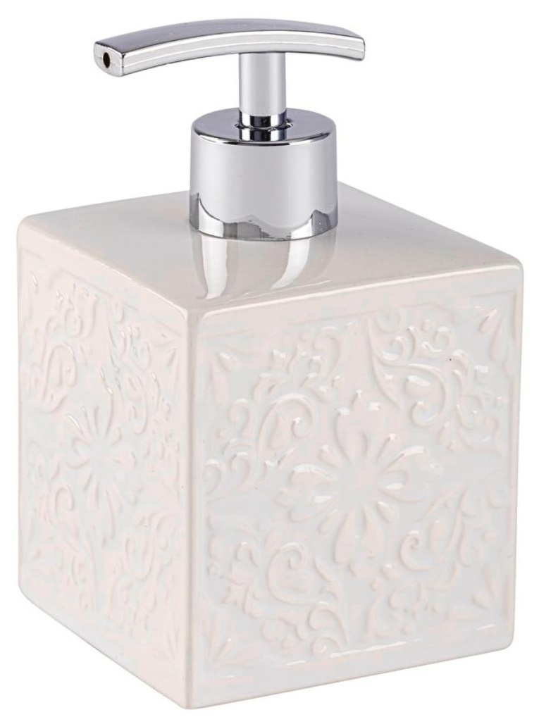 Dozator de săpun lichid Wenko - Cordoba, 500 ml, 8,5 x 13 x 8,5 cm, ceramică, alb