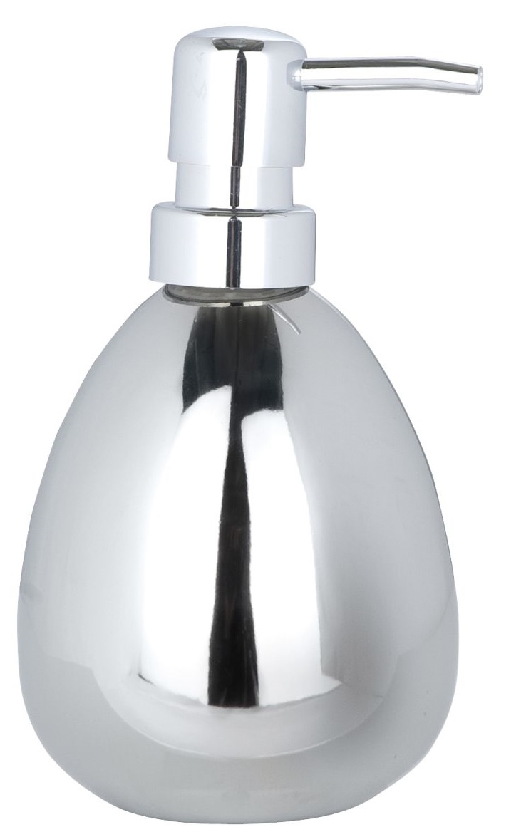 Dozator de săpun lichid Wenko - Ceramică, 370 ml, 9,5 x 16,2 x 9 cm, crom lucios