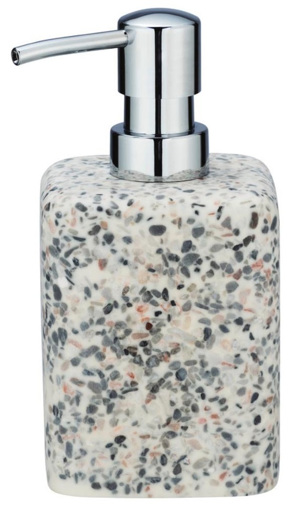 Dozator de săpun lichid Wenko - Terrazzo, 9,5 x 16 x 8 cm, mozaic, alb