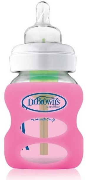 Protector pentru biberon de sticlă Dr. Brown's - roz închis, 150 ml