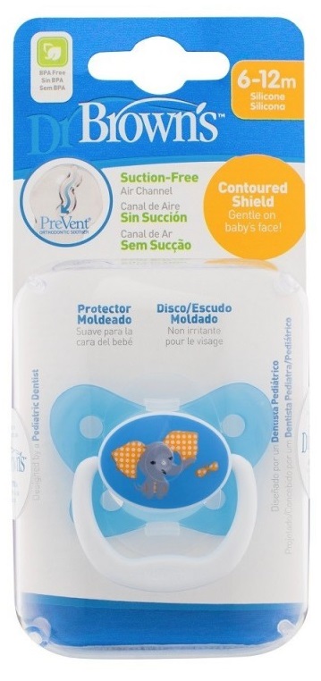 Suzeta ortodontică din silicon Dr. Brown's PreVent  - Elephant, 6m+