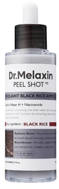Dr. Melaxin Fiolă exfoliantă facială Black Rice, 80 ml
