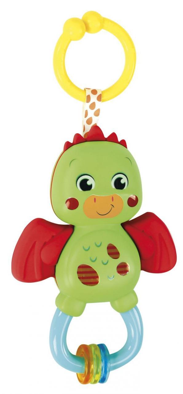 Jucărie zornăitoare Clementoni Baby - Dragon, cu inel de dentiție