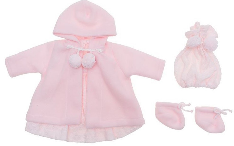 Haine pentru păpuși Asi Dolls - Lea, palton roz, pălărie și șosete, 46 cm