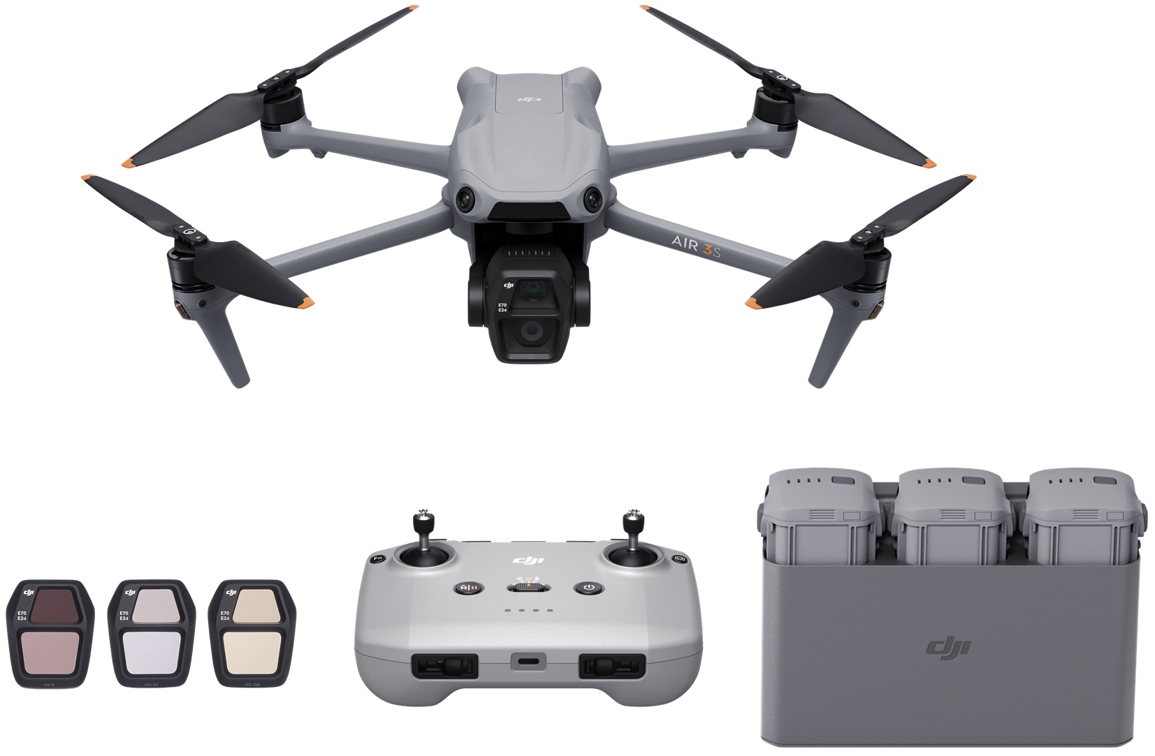 Dronă DJI - Air 3S Fly More Combo, RC-N3, 4K, 45 min, 20 km