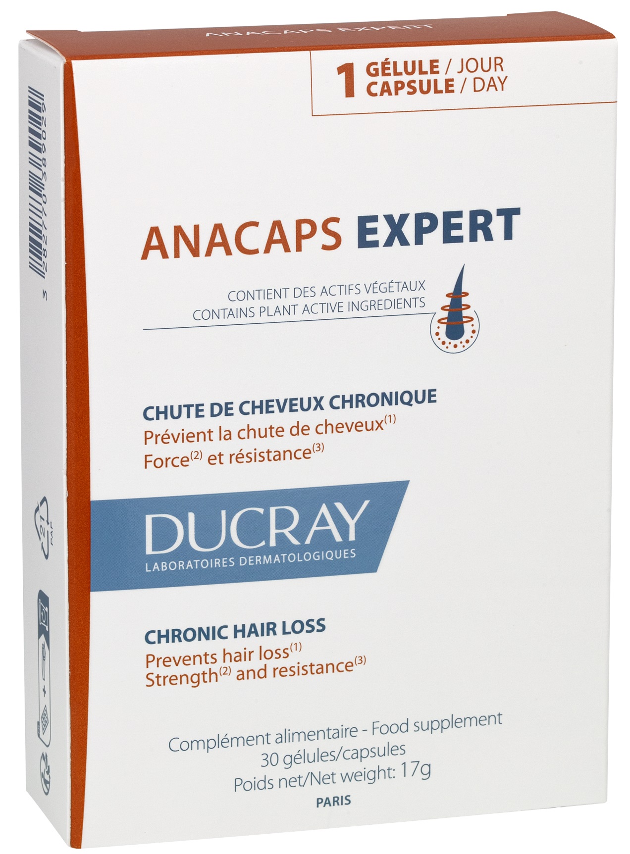 Ducray Anacaps Supliment alimentar împotriva căderii părului Expert, 30 capsule