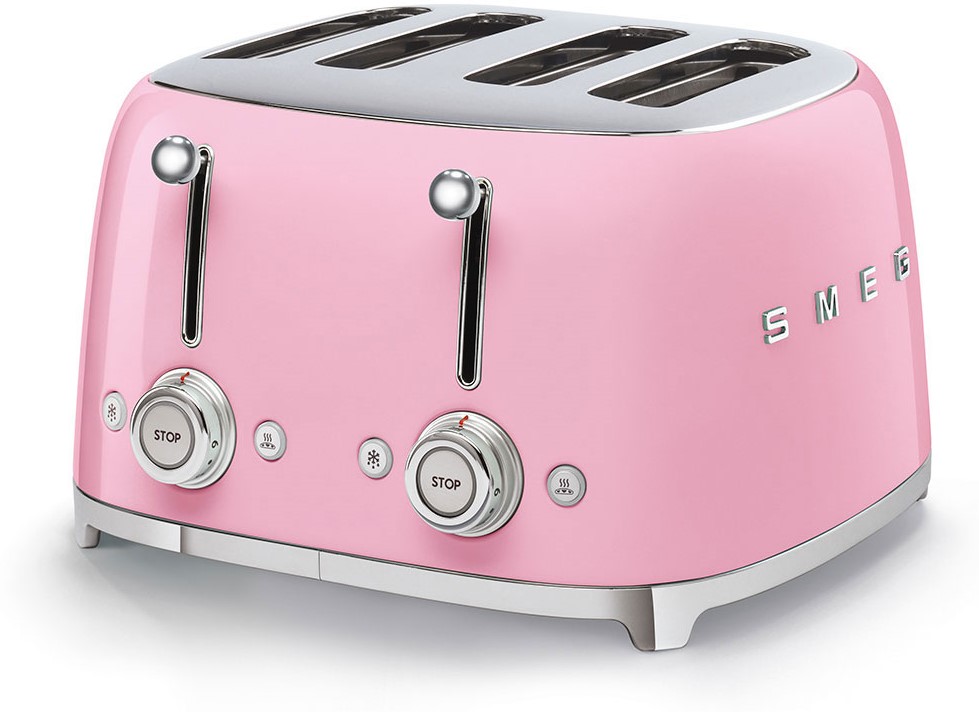 Prăjitor de pâine dublu Smeg - TSF03PKEU, 2000W, 6 viteze, roz