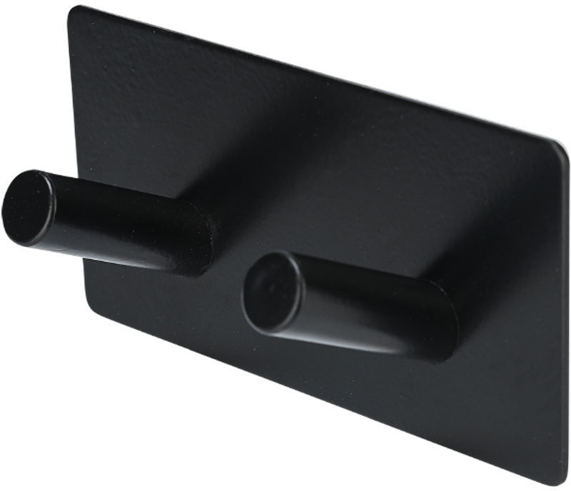 Cuier dublu de perete Estia - Dreptunghiular, 9 x 3 x 4.6 cm, negru