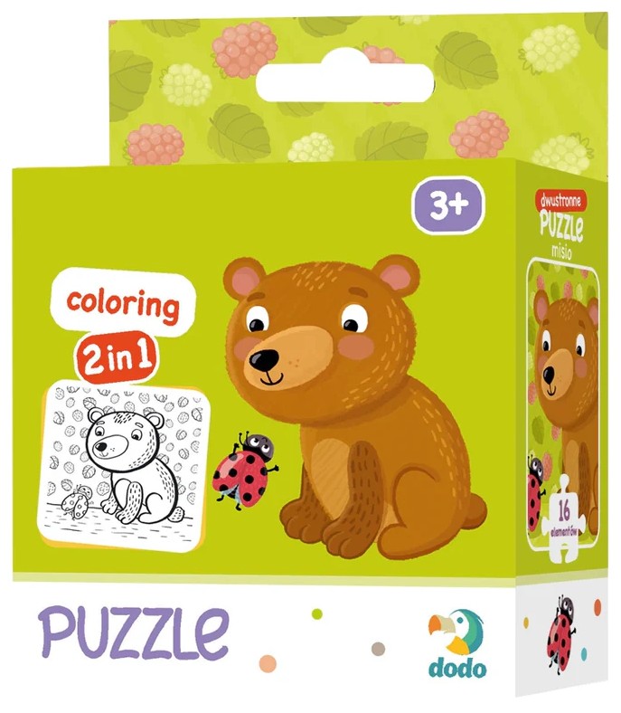 Puzzle cu două fețe Dodo pentru colorat din 16 piese - Urs