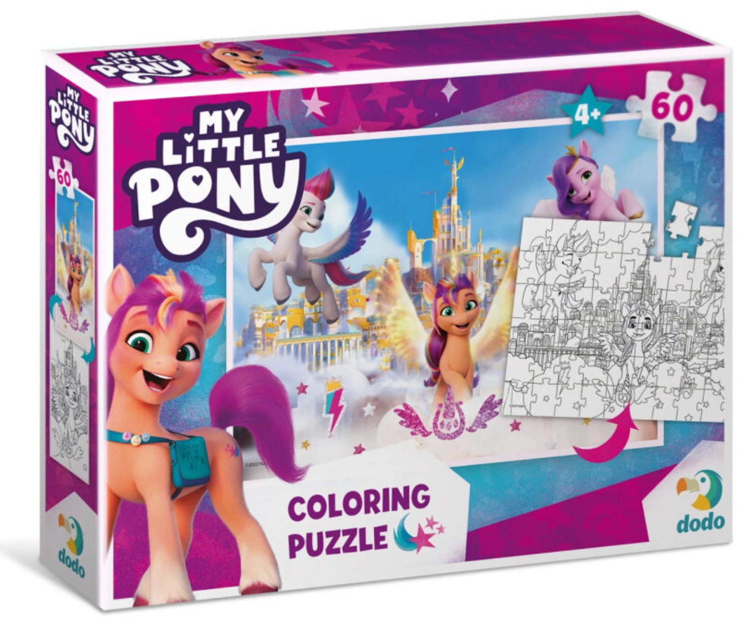 Puzzle de colorat DoDo cu 60 de piese, față-verso - My Little Pony