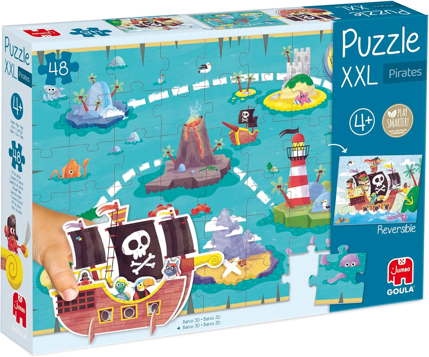 Puzzle cu două fețe Goula din 48 XXL piese - Pirați